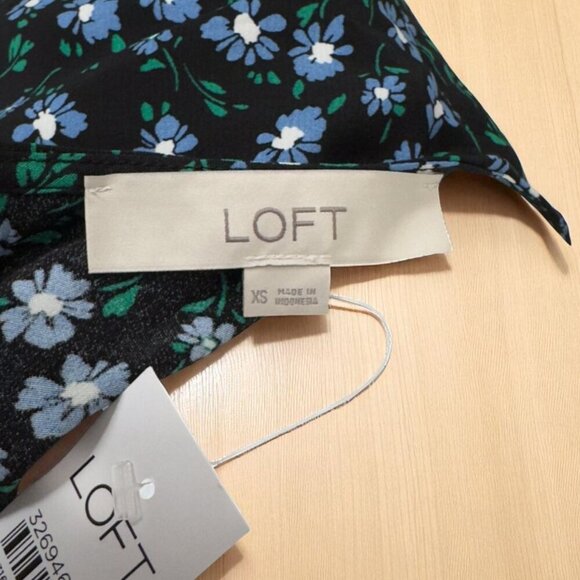 Loft floral print dress with tiered skirt | Black | Size: XS - Picture 6 of 8